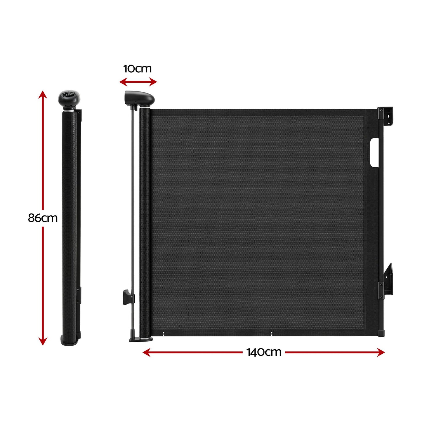 Keezi Retractable Gate Baby Gate Pet Safety Fence Extends up to 140cm Black