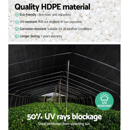 Instahut 50% Shade Cloth 1.83x20m Shade Cloth Sail Heavy Duty Shadecloth Garden Mesh Roll BK