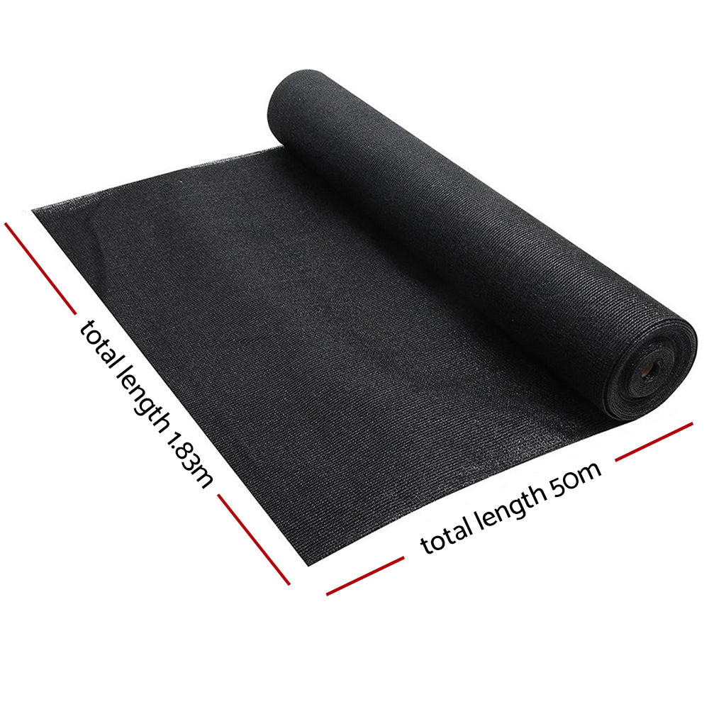 Instahut 70% Shade Cloth 1.83x50m Shade Cloth Sail Heavy Duty Shadecloth Garden Mesh Roll BK