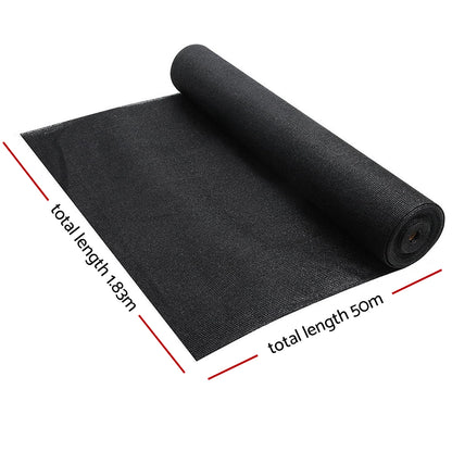 Instahut 70% Shade Cloth 1.83x50m Shade Cloth Sail Heavy Duty Shadecloth Garden Mesh Roll BK