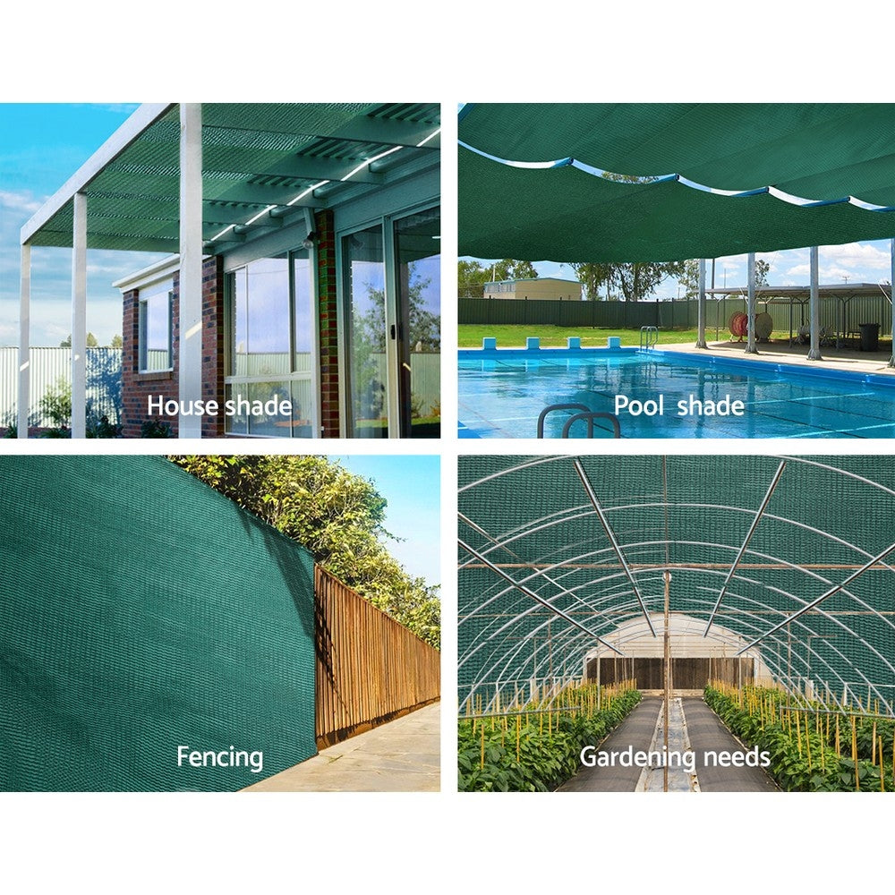 Instahut 50% Shade Cloth 3.66x10m Shadecloth Wide Heavy Duty Green