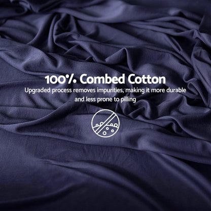 Giselle Single 500TC Cotton 4Pcs Sheet Set with 40cm Extra Deep Pocket for Thick Mattresses Sateen Weave for Sweaty Nights Navy Blue