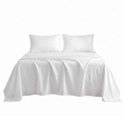 Giselle Queen 500TC Cotton 4Pcs Sheet Set with 40cm Extra Deep Pocket for Thick Mattresses Sateen Weave for Sweaty Nights White