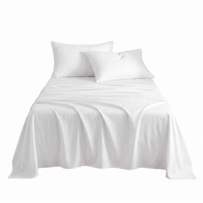 Giselle Single 500TC Cotton 4Pcs Sheet Set with 40cm Extra Deep Pocket for Thick Mattresses Sateen Weave for Sweaty Nights White