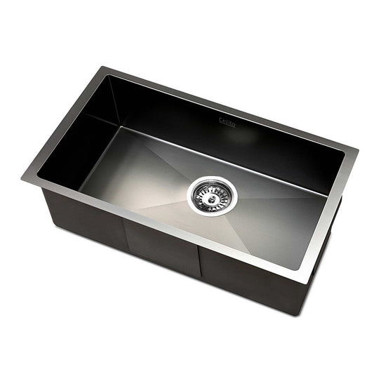 Cefito Kitchen Sink 45X30CM Stainless Steel Basin Single Bowl Laundry Black