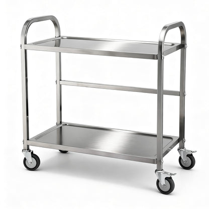 Cefito 2-Tier Stainless Steel Kitchen Trolley with Wheels 84x56x98cm
