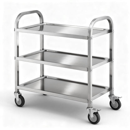 Cefito 3-Tier Stainless Steel Kitchen Trolley with Wheels 89X50X83cm
