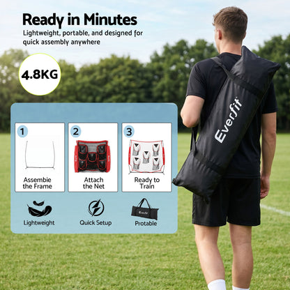Everfit 1.8m Football Training Net 5 Target Portable Soccer Goal Nets Rebounder