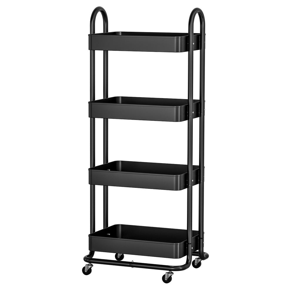 Artiss Storage Trolley Kitchen Cart 4 Tiers Black