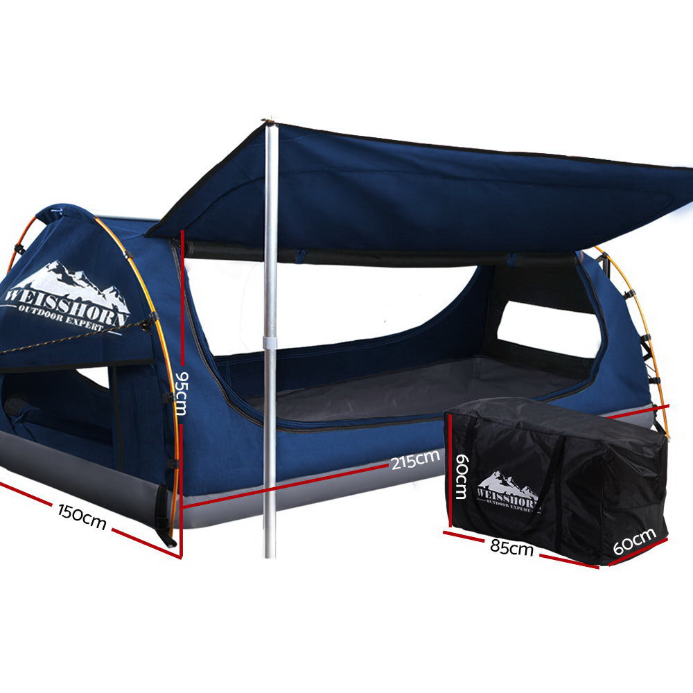 Weisshorn Double Swag Camping Swags Canvas Free Standing Dome Tent Dark Blue