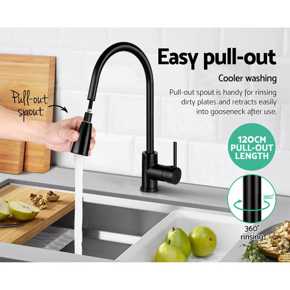 Cefito Kitchen Mixer Tap Pull Out 2 Mode Sink Faucet Basin Laundry Black