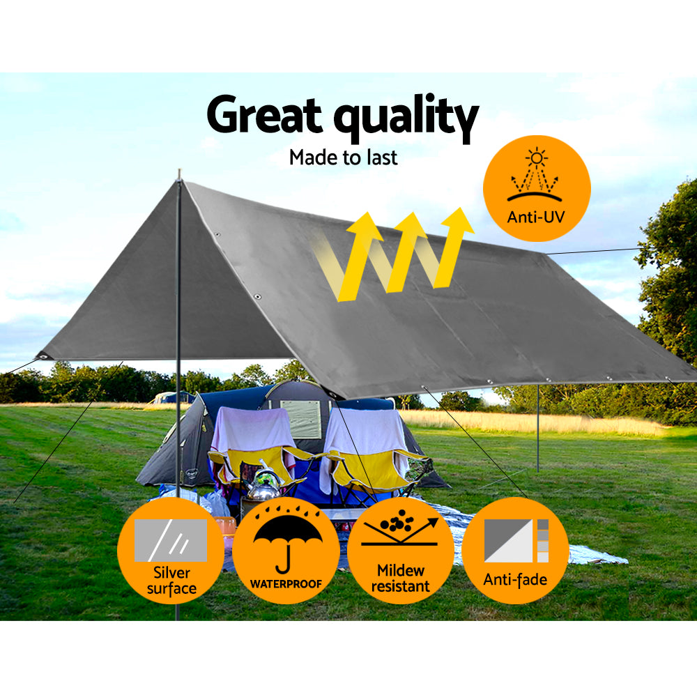 Instahut Tarp Tarpaulin 3x4.5m Canvas Camping Heavy Duty Sun Cover