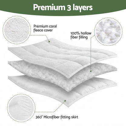 Giselle Bedding King Mattress Topper 5cm Coral Fleece