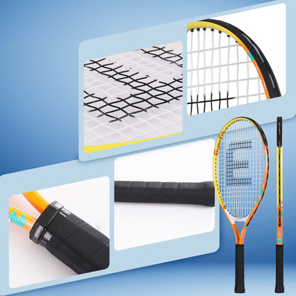 Everfit 23 Inch Tennis Racket Set of 2 Pack Lightweight Cushioned Grip Orange
