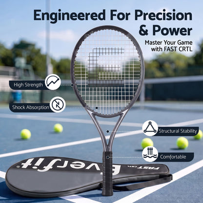 Everfit Tennis Racket Set 2 Pack 27 Inch Lightweight Cushioned Grip for Adults Black