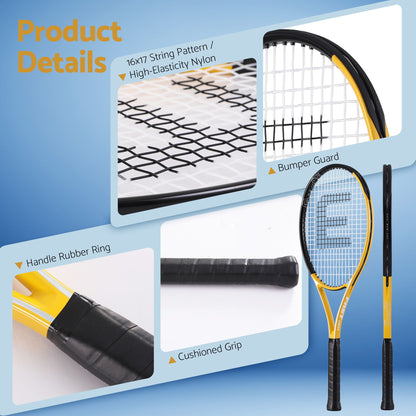 Everfit 27 Inch Tennis Racket Set of 2 Pack 27 Inch Lightweight Cushioned Grip Gold
