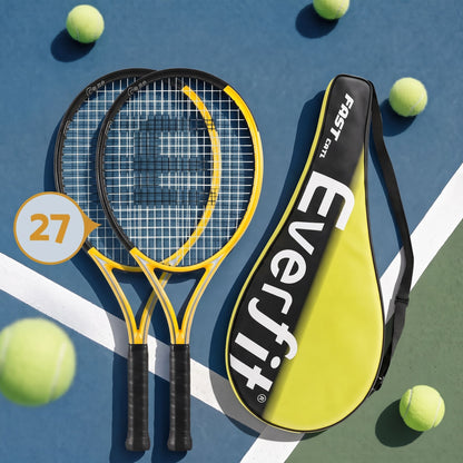 Everfit 27 Inch Tennis Racket Set of 2 Pack 27 Inch Lightweight Cushioned Grip Gold