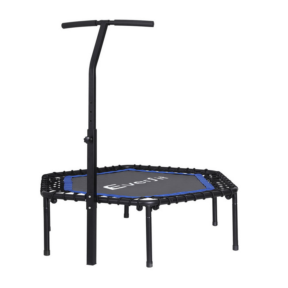 Everfit 48inch Hexagon Fitness Trampoline Rebounder Adjustable Handrail Blue