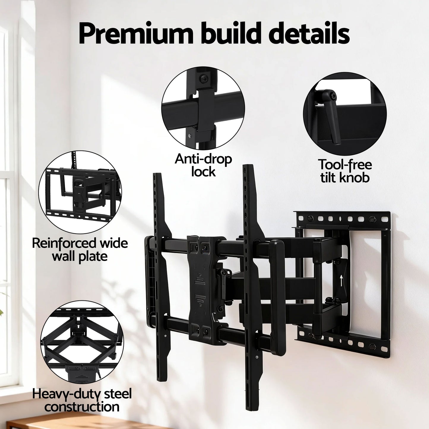 Artiss TV Wall Mount Bracket for 37" - 85" TVs Swivel Tilt Extendable Full Motion