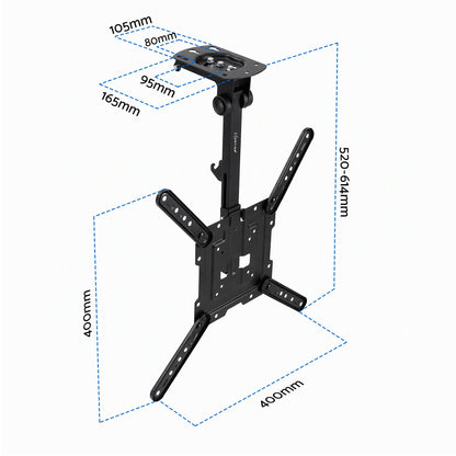 Artiss Ceiling TV Mount 23-55 Inch Flip Down Folding VESA 400x400 Height Adjustable Swivel