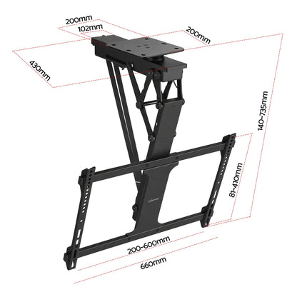 Artiss Motorised Ceiling TV Mount 32-75 Inch Flip Down Smart Remote VESA 600x400