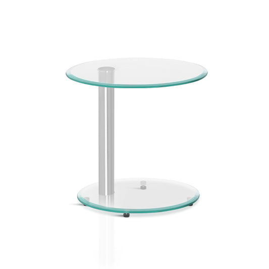 Artiss Coffee Table Round Tempered Glass Side End Beside Tables Cafe 45cm