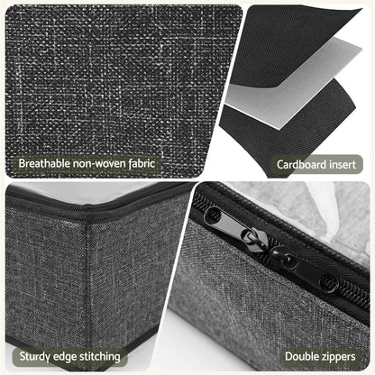 Artiss Under Bed Shoe Storage Containers X4 Box Organiser 12 Pairs Fabric Grey