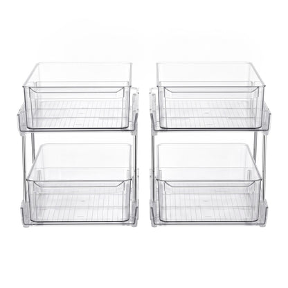 Artiss 2 Pack Clear Pull Out Cabinet Organiser 2 Tier Storage Drawers