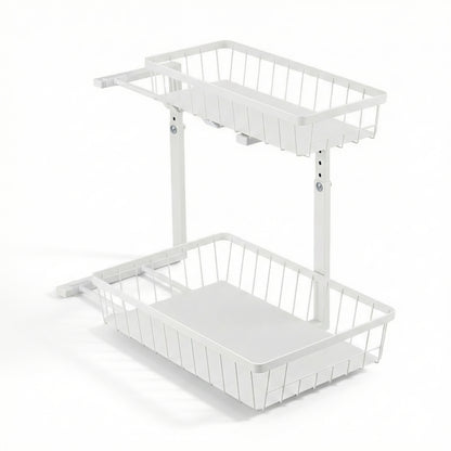 Artiss Under Sink Organizer Storage with 2 Slide Out Drawers 5 Adjustable Height Bathroom Kitchen Cabinet