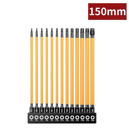 13Pc Magnetic Torx Screwdriver Bit Set 150mm Long Torque Sleeve T5-T40
