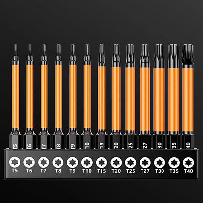 13Pc Magnetic Torx Screwdriver Bit Set 150mm Long Torque Sleeve T5-T40
