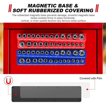 3PCS 1/4" 3/8" 1/2" Blue Metric Magnetic Socket Organizer Storage Holder Trays Single size