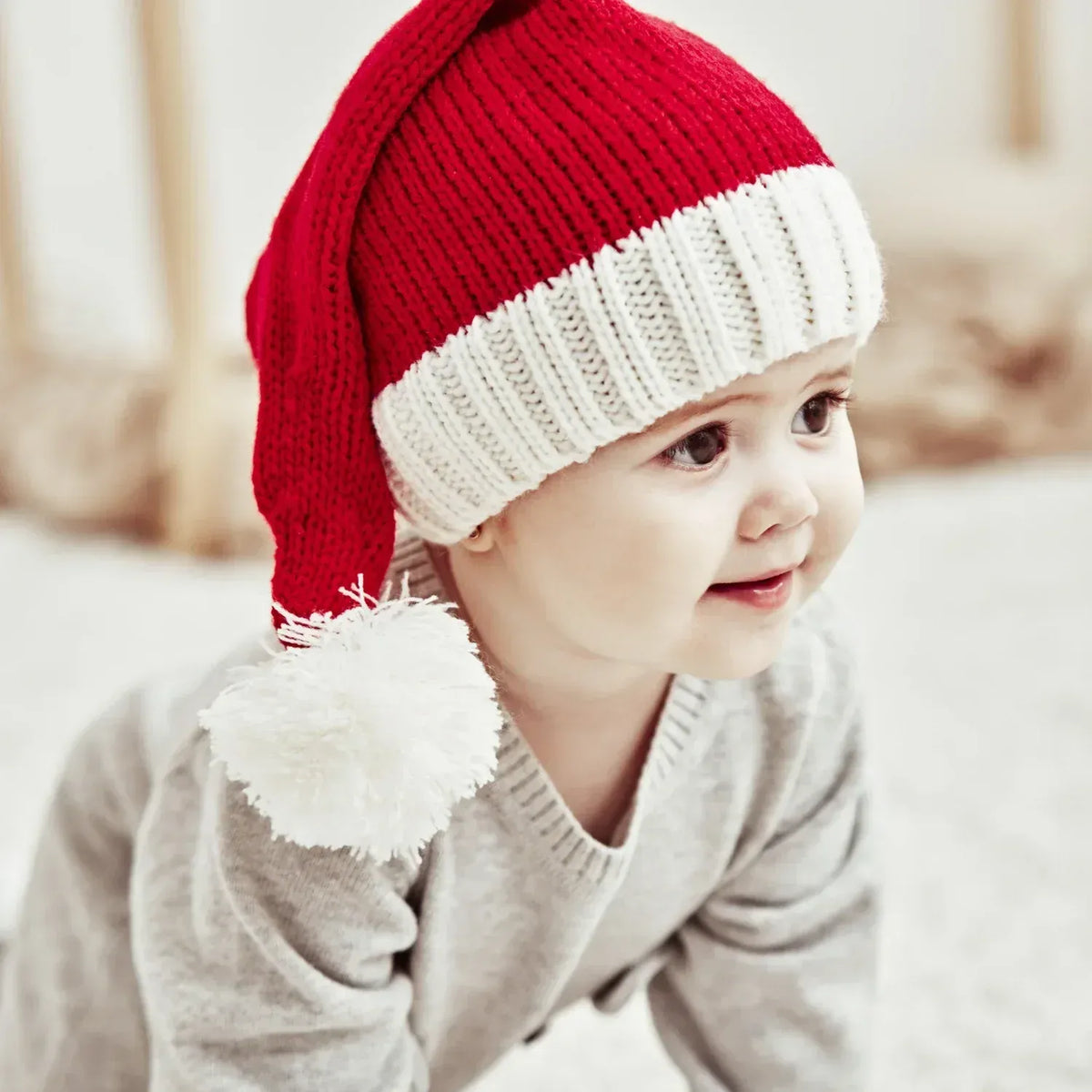 Trendbay Kids’ Christmas Knitted Beanie Hat with Cute Pom Pom
