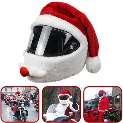 Trendbay Santa Claus Plush Motorcycle Helmet Cover Red Christmas Decor