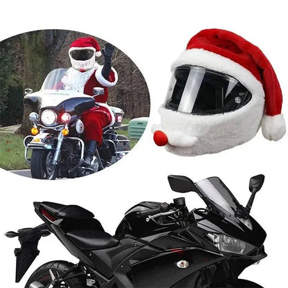 Trendbay Santa Claus Plush Motorcycle Helmet Cover Red Christmas Decor