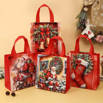 4pcs Christmas Non-Woven Santa Claus Gift Bags Set