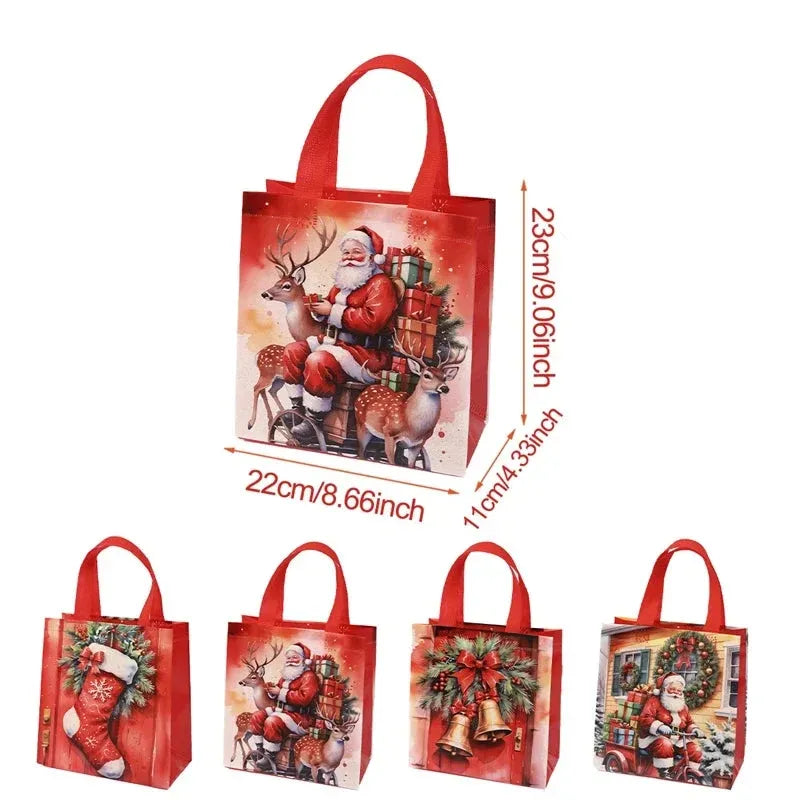4pcs Christmas Non-Woven Santa Claus Gift Bags Set