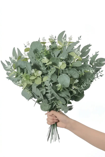 Trendbay 15pcs Mixed Willow & Silver Artificial Eucalyptus Stems & Leaves