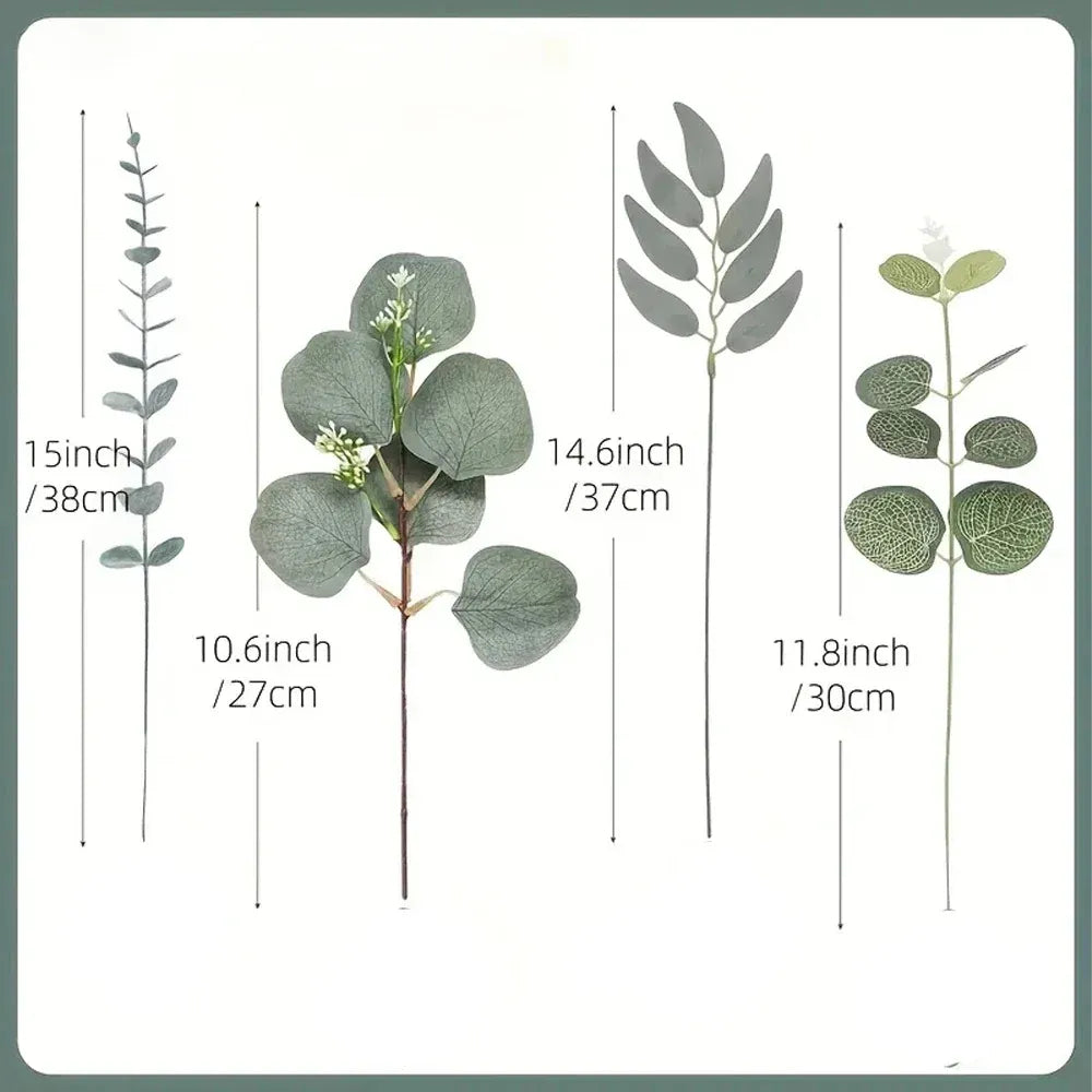 Trendbay 15pcs Mixed Willow & Silver Artificial Eucalyptus Stems & Leaves
