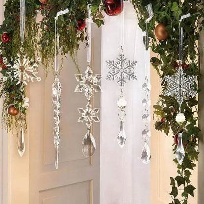 Trendbay 10Pcs Glitter Snowflake Christmas Ornaments Sparkling Hanging