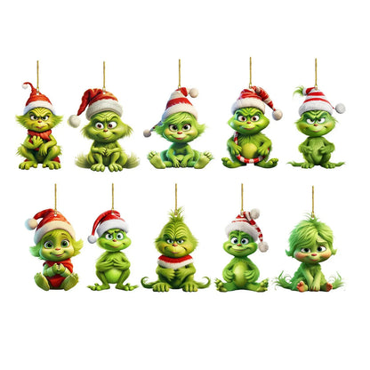 Trendbay 10pcs Whimsical Green Christmas Tree Ornaments