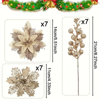 Trendbay Champagne Gold Artificial Berry Flower Bouquet Silk Floral
