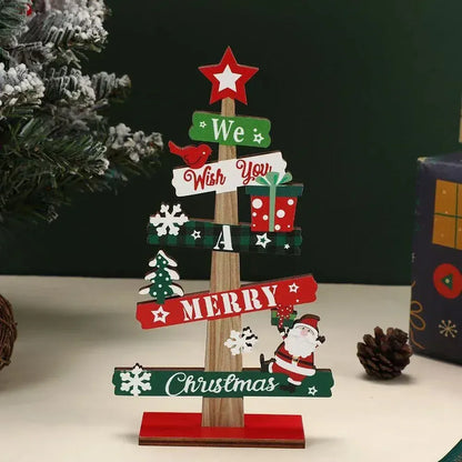 Runto Wooden Christmas Tree Ornament for Desk Decor