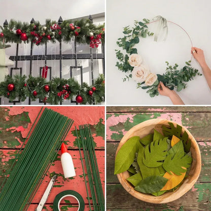 Trendbay 10Pcs Green Floral Wire Stems for Flower Arrangements