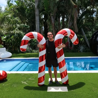 Trendbay 2pcs Extra-Large Red & White Striped Candy Cane Balloons