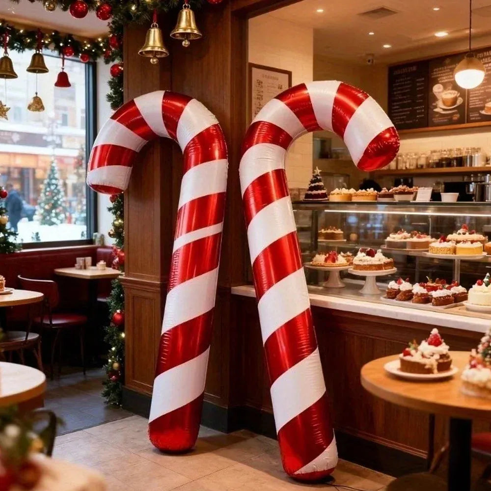 Trendbay 2pcs Extra-Large Red & White Striped Candy Cane Balloons
