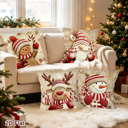 Trendbay Christmas Cushion Cover 4 Set Gnome & Gingerbread Man