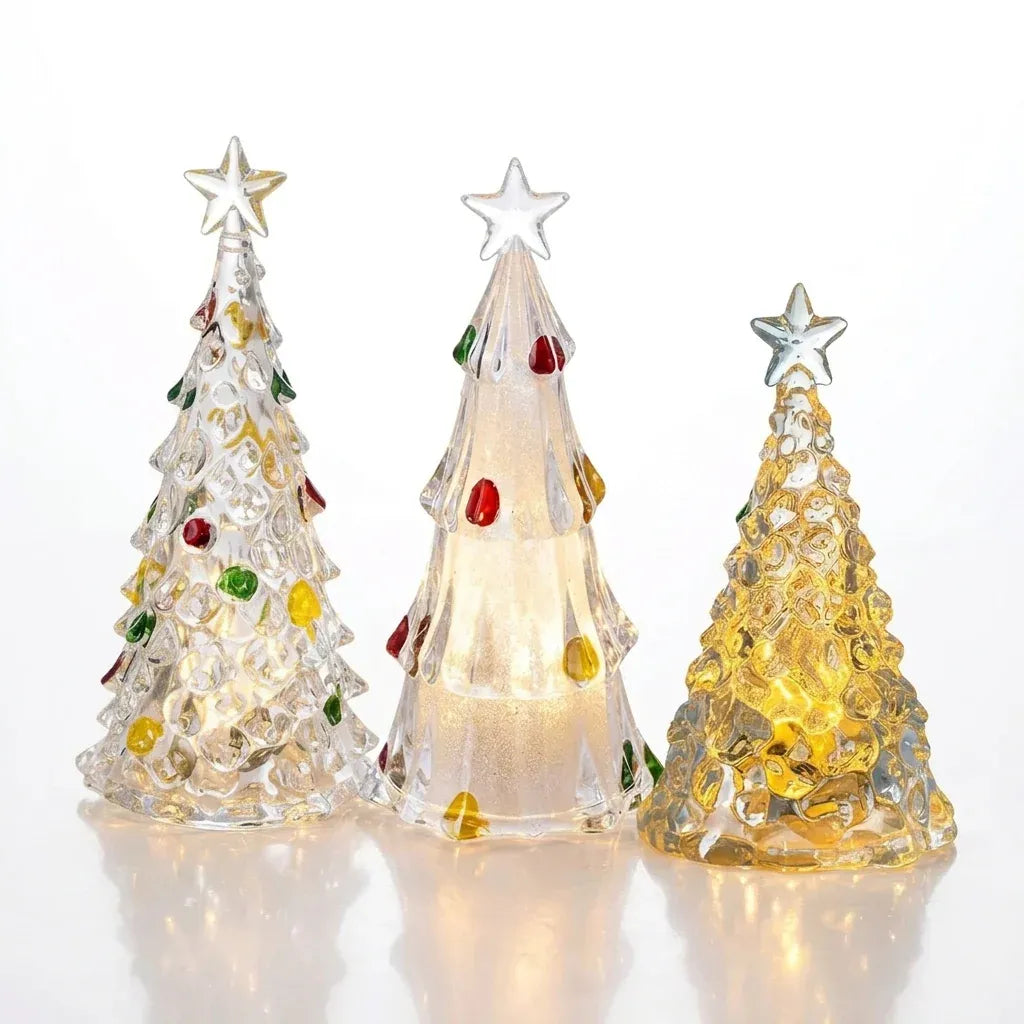 Trendbay Set of 3 Crystal-Style Christmas Tree Night Lights – Mini
