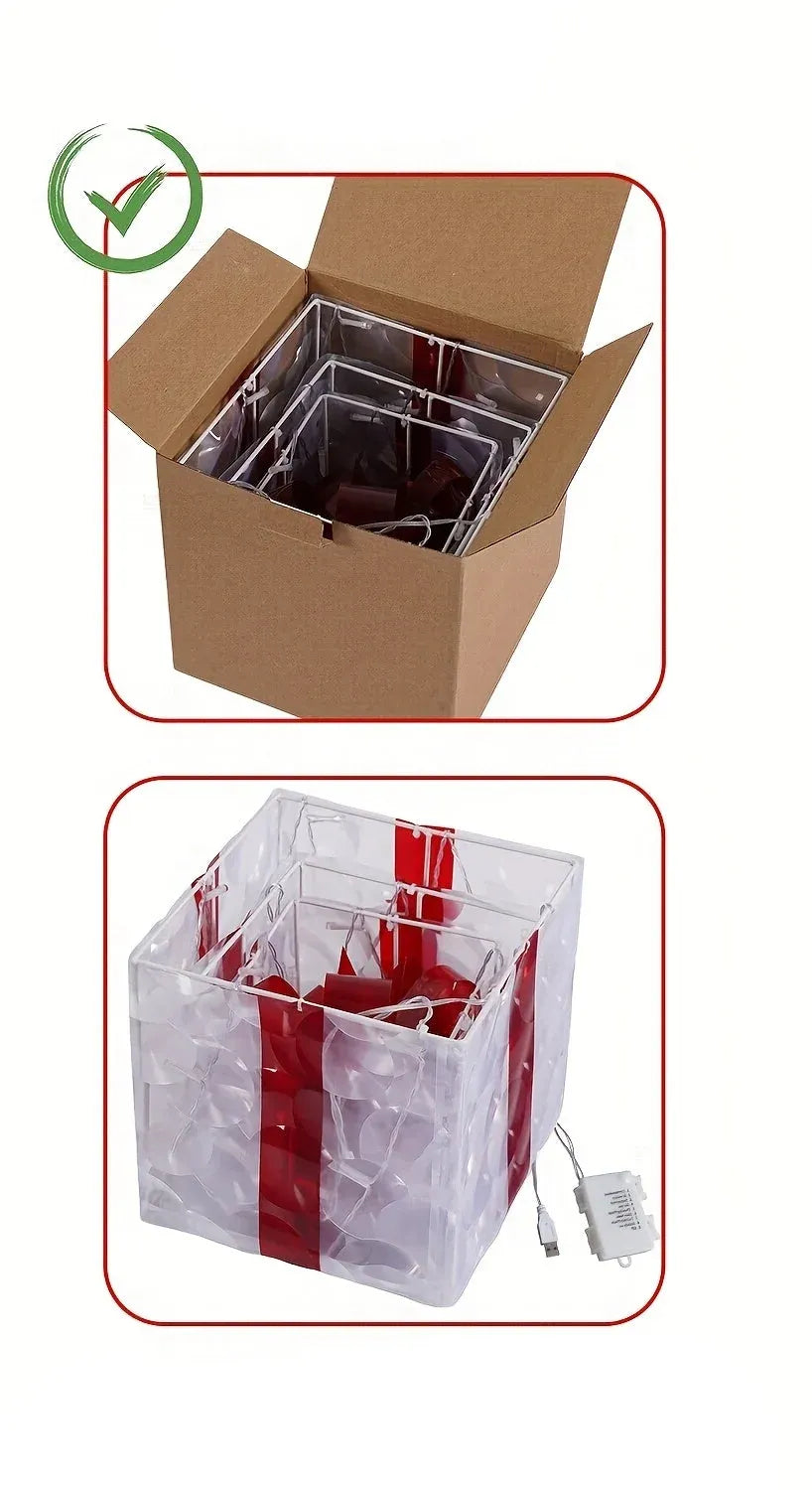 Trendbay 3pcs Christmas Gift Box Lights Transparent Decorative Boxes