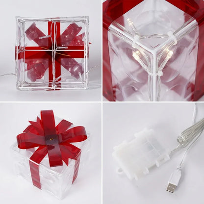 Trendbay 3pcs Christmas Gift Box Lights Transparent Decorative Boxes